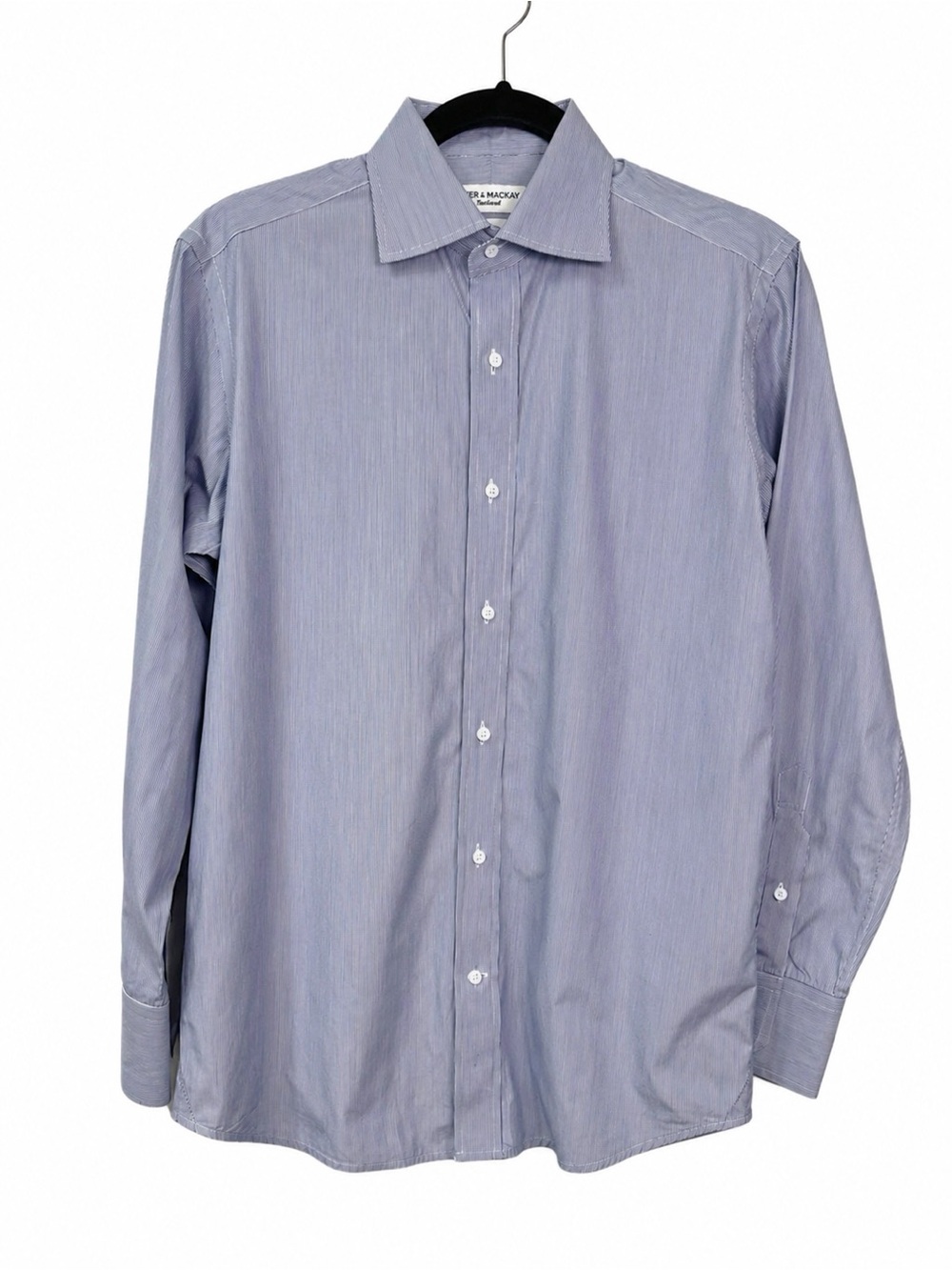 Spier & Mackay Shirt Mens Blue Stripe Dress Shirt Large 21x28.5 Classic tailored